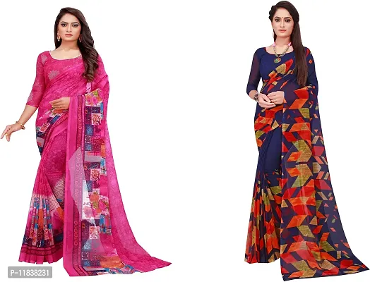 Beautiful Georgette Saree with Blouse Piece Pack Of 2