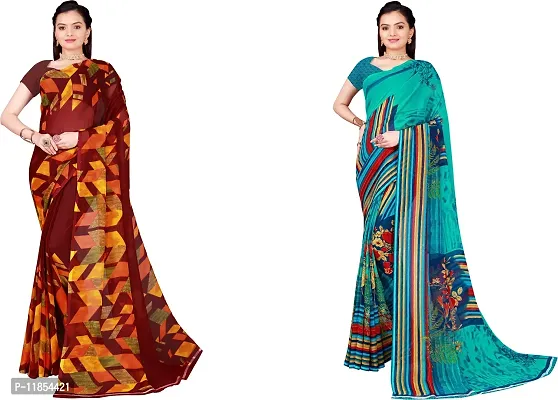 Beautiful Georgette Saree With Blouse Piece Pack Of 2-thumb0