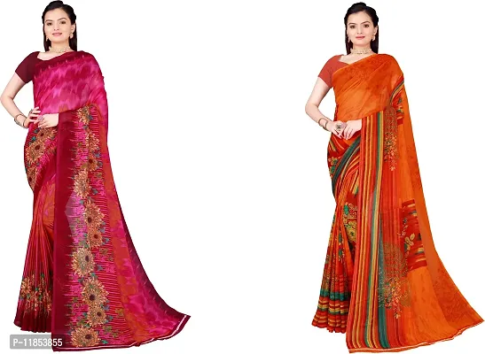 Beautiful Georgette Saree With Blouse Piece Pack Of 2-thumb0