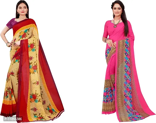 Beautiful Georgette Saree With Blouse Piece Pack Of 2-thumb0