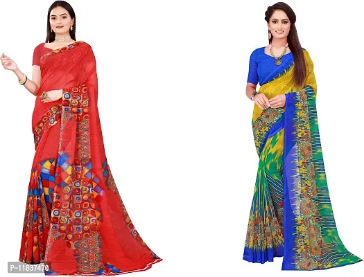 Beautiful Georgette Saree with Blouse Piece Pack Of 2-thumb0