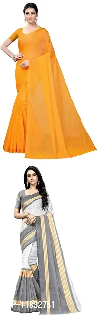 Beautiful Art Silk Saree with Blouse Piece Pack Of 2-thumb0