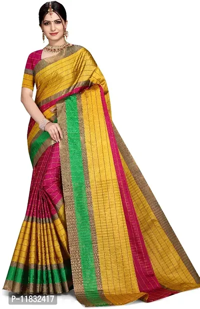 Beautiful Art Silk Saree with Blouse Piece-thumb0