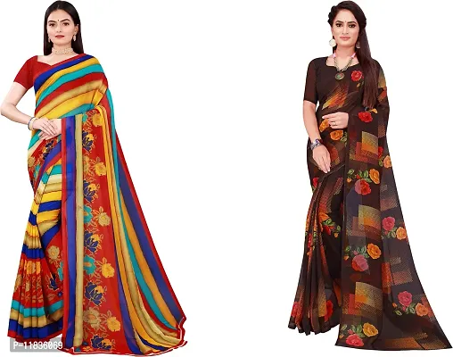 Beautiful Georgette Saree with Blouse Piece Pack Of 2