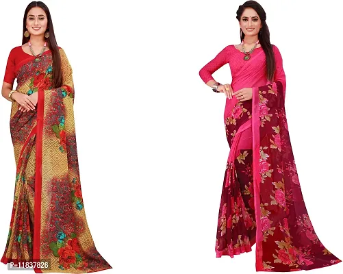 Beautiful Georgette Saree with Blouse Piece Pack Of 2-thumb0