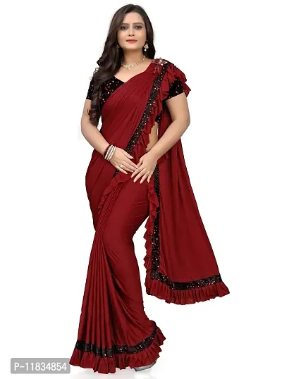 Beautiful Silk Blend Saree with Blouse Piece-thumb0