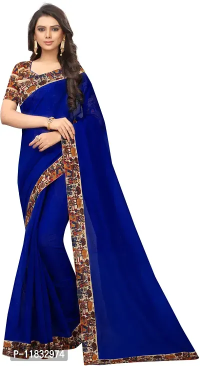 Beautiful Cotton Blend Saree with Blouse Piece-thumb0