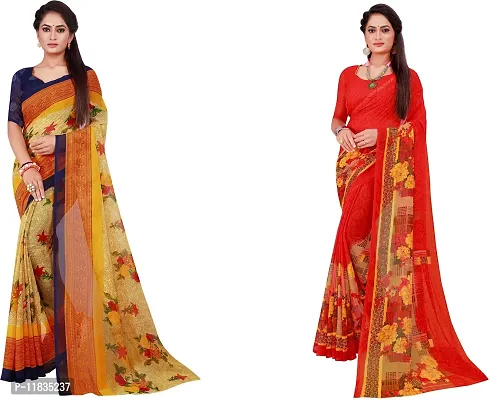 Beautiful Georgette Saree with Blouse Piece Pack Of 2-thumb0