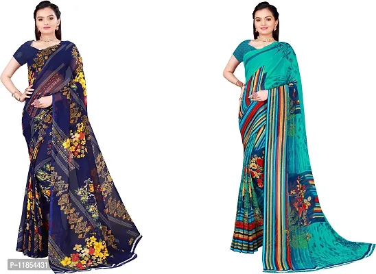 Beautiful Georgette Saree With Blouse Piece Pack Of 2