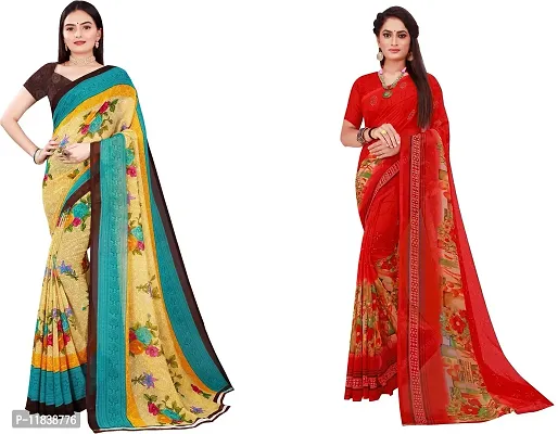 Beautiful Georgette Saree with Blouse Piece Pack Of 2-thumb0