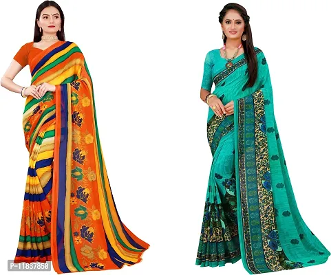 Beautiful Georgette Saree with Blouse Piece Pack Of 2-thumb0