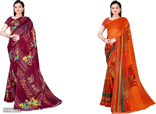 Beautiful Georgette Saree with Blouse Piece Pack Of 2-thumb0