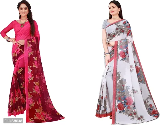 Beautiful Georgette Saree with Blouse Piece Pack Of 2-thumb0