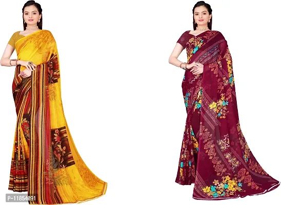 Beautiful Georgette Saree With Blouse Piece Pack Of 2