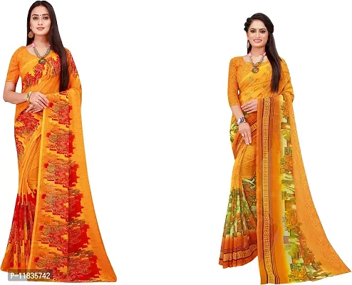 Beautiful Georgette Saree with Blouse Piece Pack Of 2-thumb0