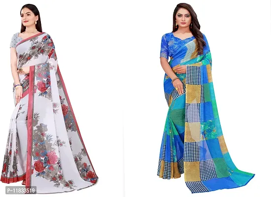 Beautiful Georgette Saree with Blouse Piece Pack Of 2-thumb0