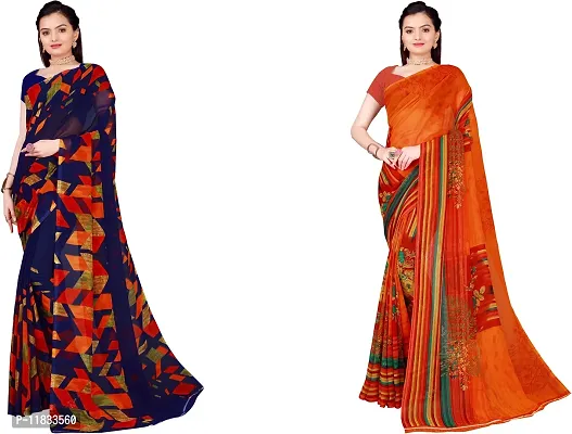 Beautiful Georgette Saree with Blouse Piece Pack Of 2-thumb0