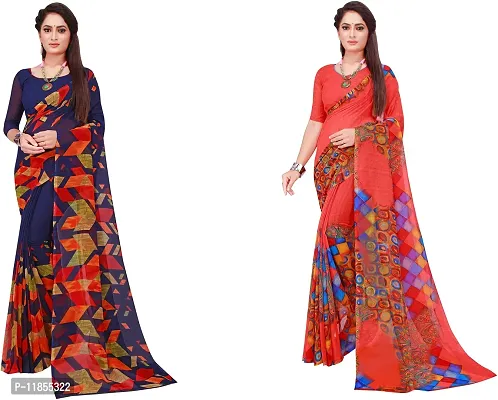 Beautiful Georgette Saree With Blouse Piece Pack Of 2