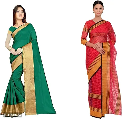 Beautiful Cotton Silk Saree With Blouse Piece Pack Of 2-thumb0