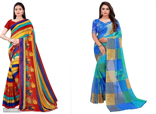 Beautiful Georgette Saree with Blouse Piece Pack Of 2