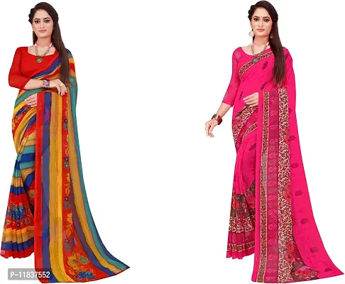 Beautiful Georgette Saree with Blouse Piece Pack Of 2-thumb0