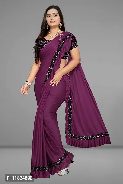 Beautiful Lycra Saree with Blouse Piece-thumb0