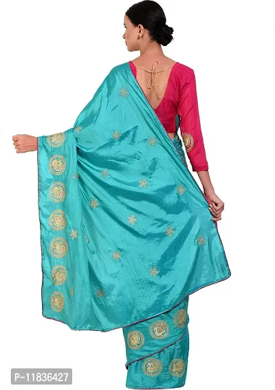 Beautiful Silk Blend Saree with Blouse Piece-thumb2