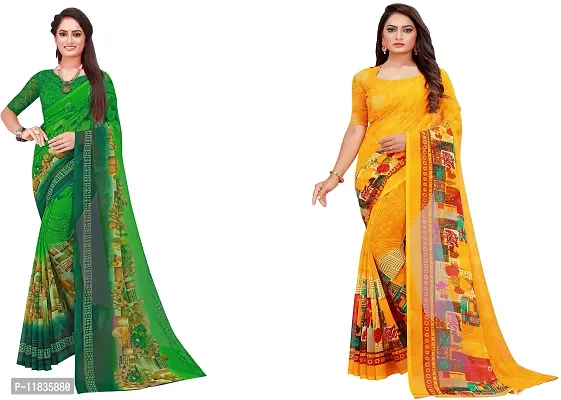 Beautiful Georgette Saree with Blouse Piece Pack Of 2-thumb0