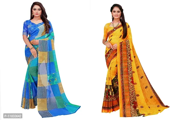 Beautiful Georgette Saree with Blouse Piece Pack Of 2-thumb0