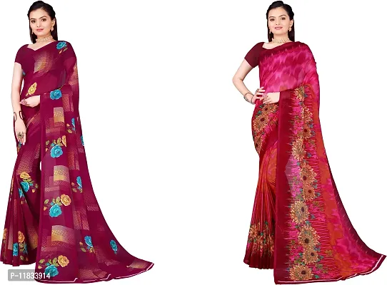 Beautiful Georgette Saree with Blouse Piece Pack Of 2-thumb0