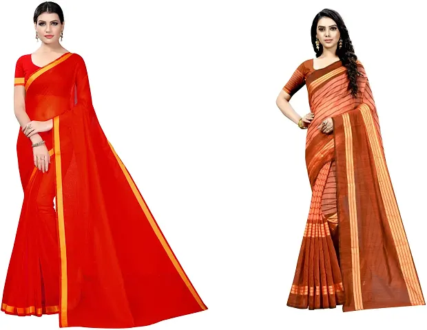 Stylish Fancy Art Silk Saree With Blouse Piece Combo For Women Pack Of 2