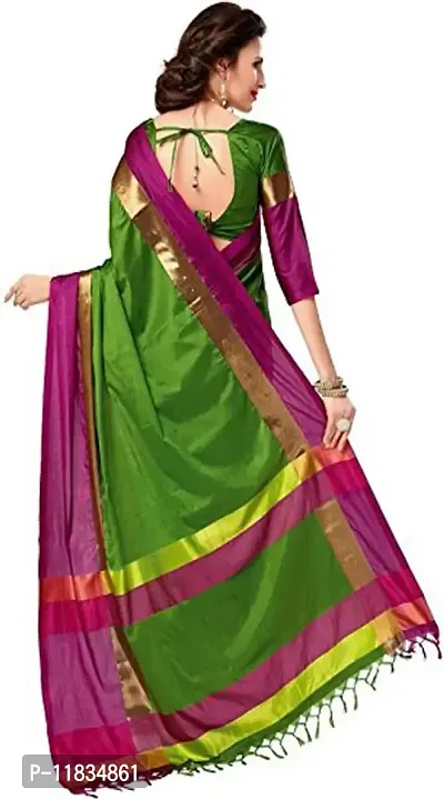 Beautiful Cotton Silk Saree with Blouse Piece-thumb2