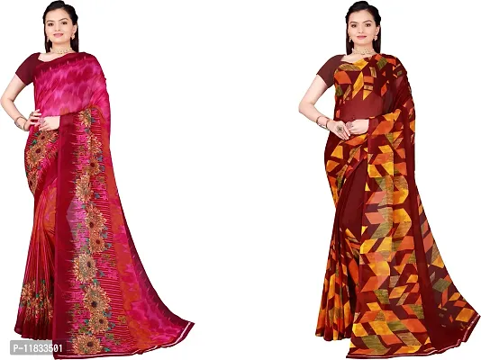 Beautiful Georgette Saree with Blouse Piece Pack Of 2-thumb0