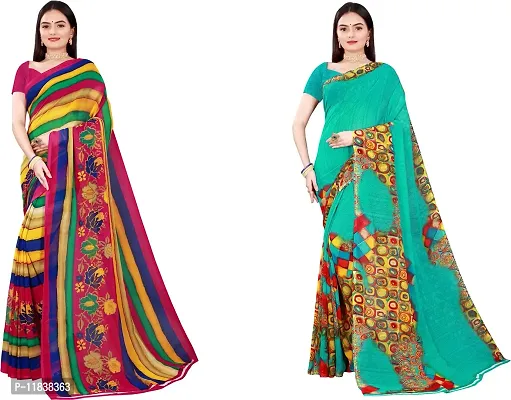 Beautiful Georgette Saree with Blouse Piece Pack Of 2