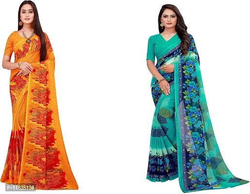 Beautiful Georgette Saree with Blouse Piece Pack Of 2-thumb0