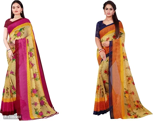 Beautiful Georgette Saree With Blouse Piece Pack Of 2