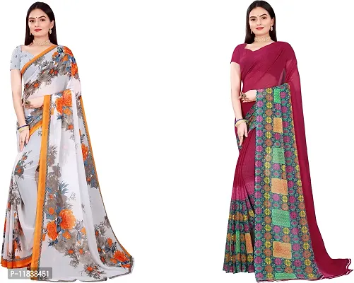 Beautiful Georgette Saree with Blouse Piece Pack Of 2-thumb0