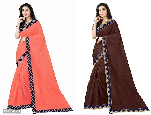 Beautiful Art Silk Saree With Blouse Piece Pack Of 2