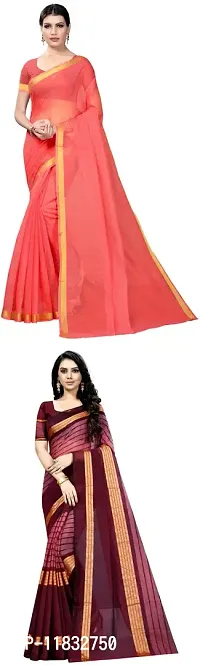 Beautiful Art Silk Saree with Blouse Piece Pack Of 2