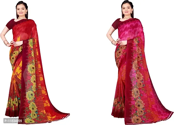 Beautiful Georgette Saree with Blouse Piece Pack Of 2-thumb0