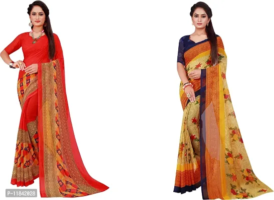 Beautiful Georgette Saree With Blouse Piece Pack Of 2