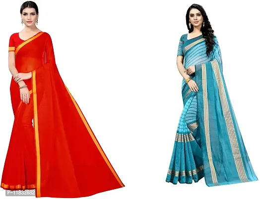 Beautiful Art Silk Saree with Blouse Piece Pack Of 2