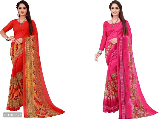 Beautiful Georgette Saree With Blouse Piece Pack Of 2