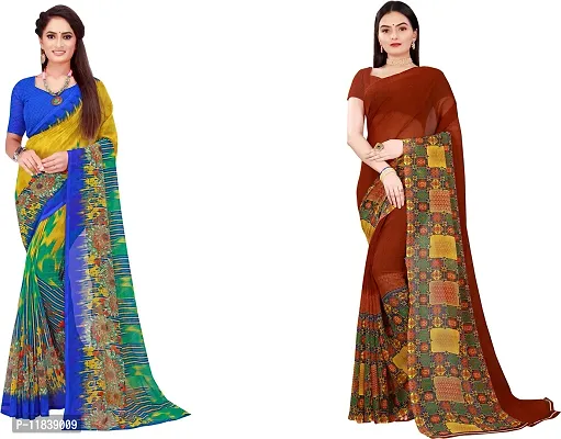 Beautiful Georgette Saree with Blouse Piece Pack Of 2