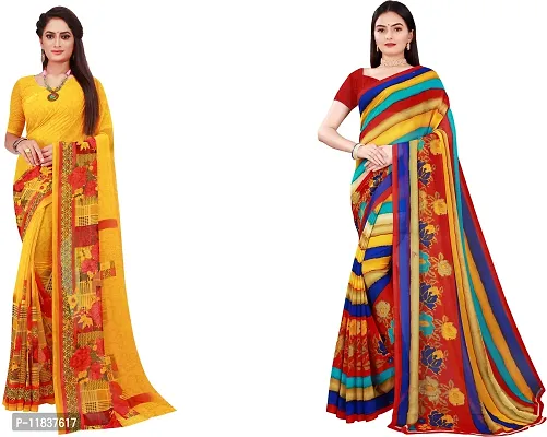 Beautiful Georgette Saree with Blouse Piece Pack Of 2