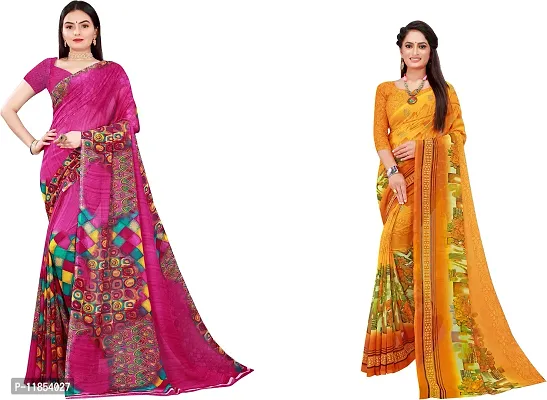 Beautiful Georgette Saree With Blouse Piece Pack Of 2-thumb0