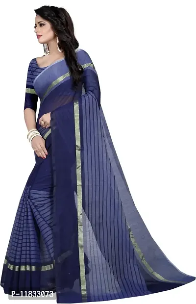 Beautiful Cotton Blend Saree with Blouse Piece-thumb2