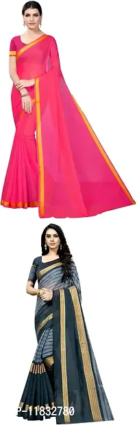 Beautiful Art Silk Saree with Blouse Piece Pack Of 2