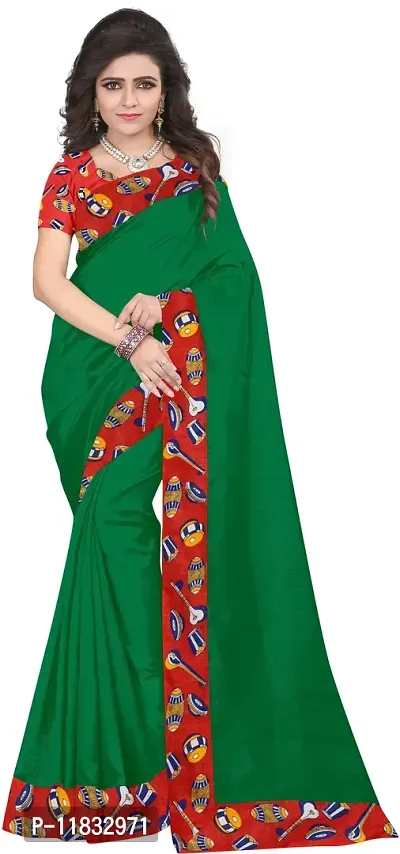 Beautiful Silk Blend Saree with Blouse Piece-thumb0