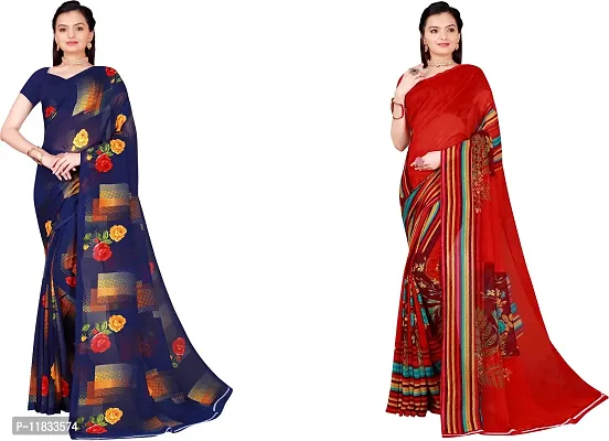 Beautiful Georgette Saree with Blouse Piece Pack Of 2-thumb0